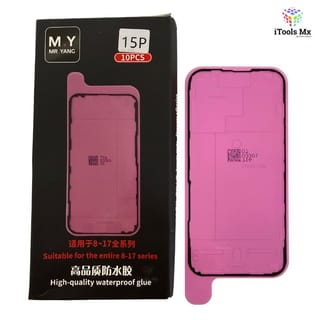 ADHESIVO IMPERMEABLE PARA IPHONE 15 PRO – SELLO DE PANTALLA - VENTA POR PIEZA