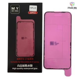 ADHESIVO IMPERMEABLE PARA IPHONE 16 PLUS – SELLO DE PANTALLA - VENTA POR PIEZA