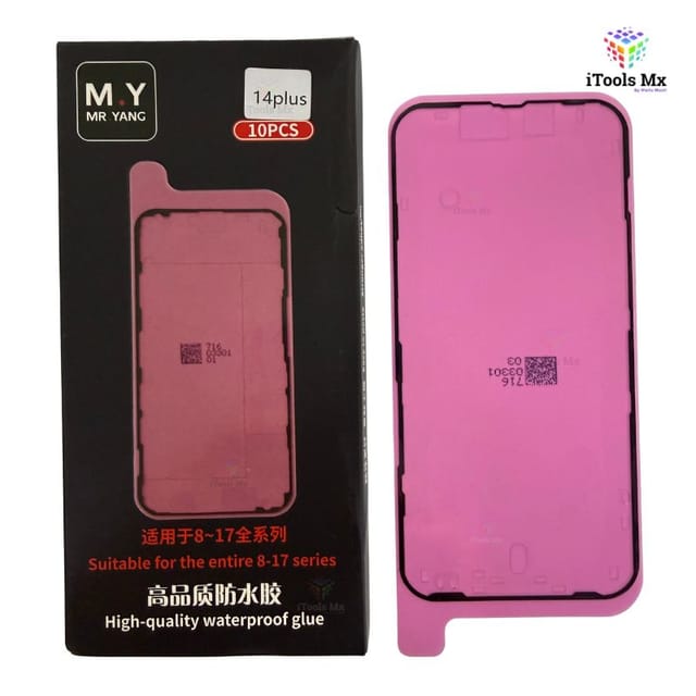 ADHESIVO IMPERMEABLE PARA IPHONE 14 PLUS – SELLO DE PANTALLA - VENTA POR PIEZA