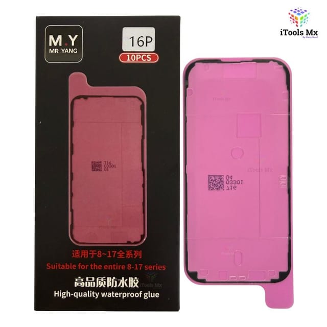 ADHESIVO IMPERMEABLE PARA IPHONE 16 PRO – SELLO DE PANTALLA - VENTA POR PIEZA