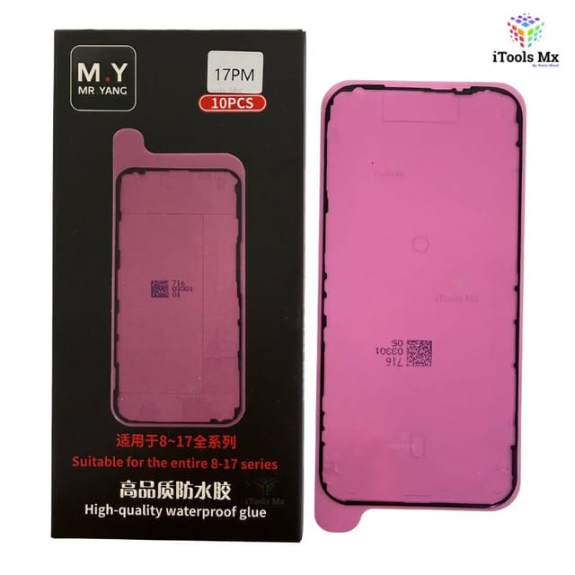 ADHESIVO IMPERMEABLE PARA IPHONE 17 PRO MAX – SELLO DE PANTALLA - VENTA POR PIEZA