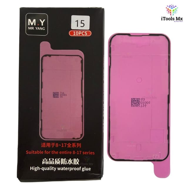 ADHESIVO IMPERMEABLE PARA IPHONE 15 – SELLO DE PANTALLA - VENTA POR PIEZA