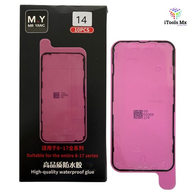 ADHESIVO IMPERMEABLE PARA IPHONE 14 – SELLO DE PANTALLA - VENTA POR PIEZA
