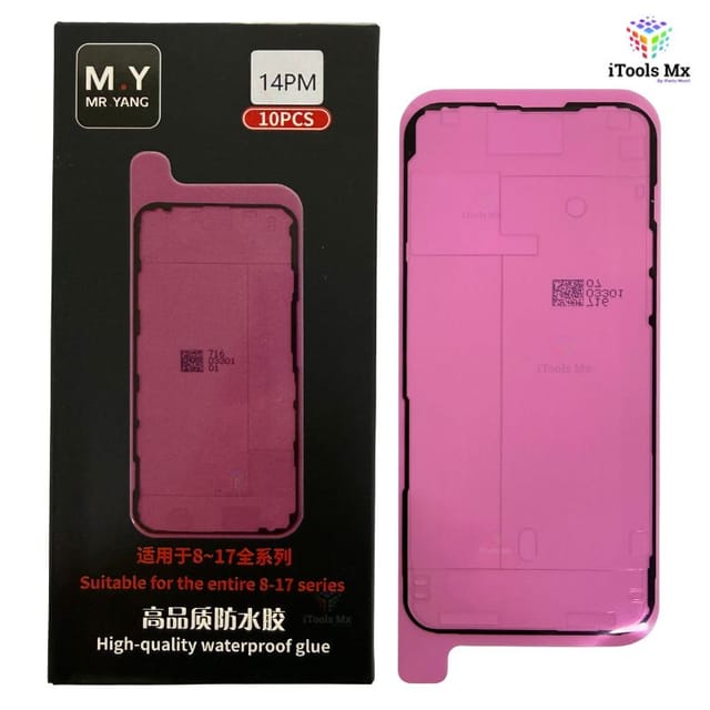 ADHESIVO IMPERMEABLE PARA IPHONE 14 PRO MAX – SELLO DE PANTALLA - VENTA POR PIEZA