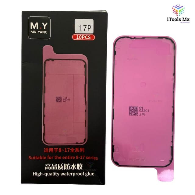 ADHESIVO IMPERMEABLE PARA IPHONE 17 PRO – SELLO DE PANTALLA - VENTA POR PIEZA