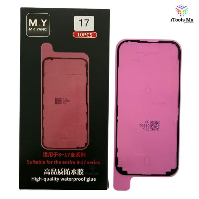 ADHESIVO IMPERMEABLE PARA IPHONE 17 – SELLO DE PANTALLA - VENTA POR PIEZA
