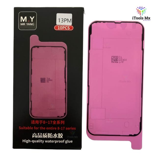ADHESIVO IMPERMEABLE PARA IPHONE 13 PRO MAX – SELLO DE PANTALLA - VENTA POR PIEZA
