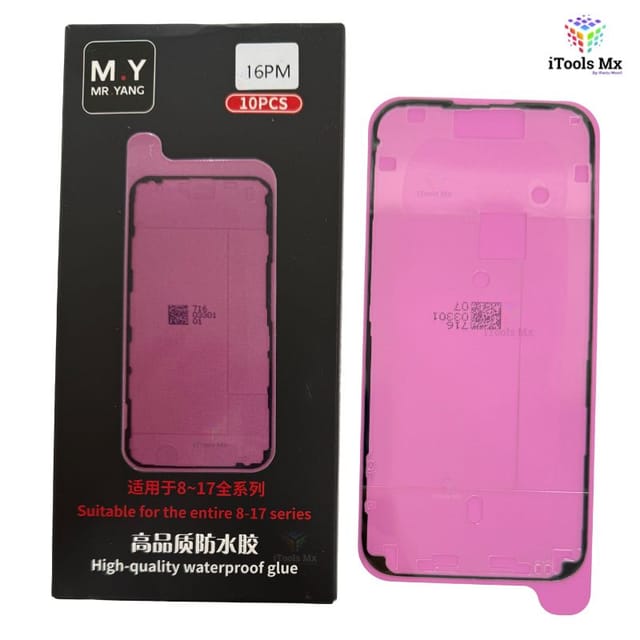 ADHESIVO IMPERMEABLE PARA IPHONE 16 PRO MAX – SELLO DE PANTALLA - VENTA POR PIEZA